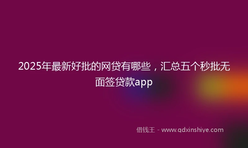 2025年最新好批的网贷有哪些，汇总五个秒批无面签贷款app