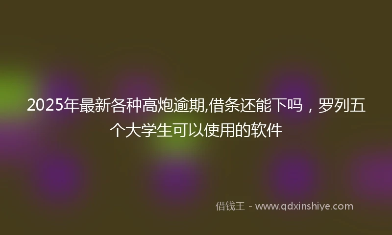 2025年最新各种高炮逾期,借条还能下吗，罗列五个大学生可以使用的软件