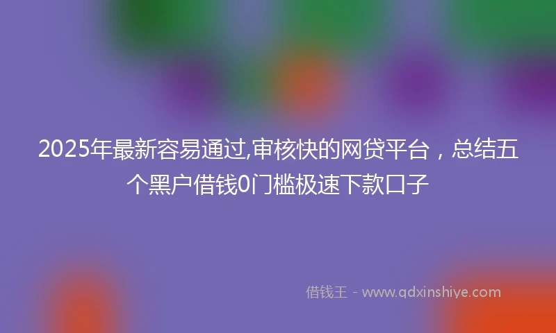 2025年最新容易通过,审核快的网贷平台，总结五个黑户借钱0门槛极速下款口子