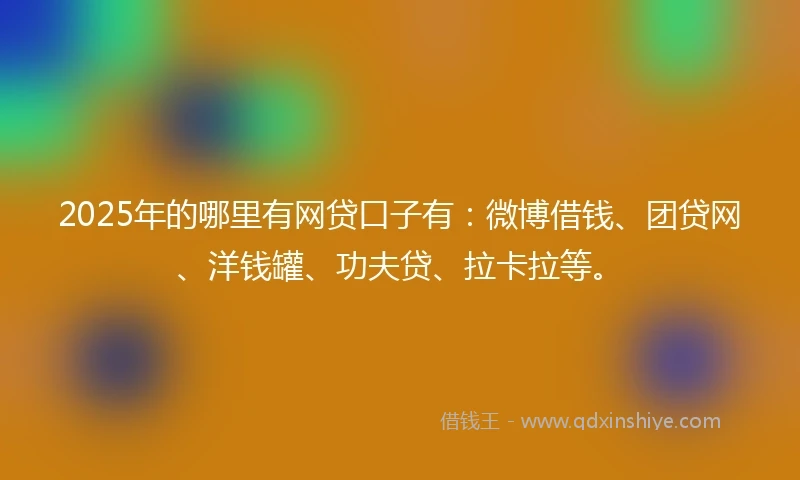 2025年的哪里有网贷口子有：微博借钱、团贷网、洋钱罐、功夫贷、拉卡拉等。