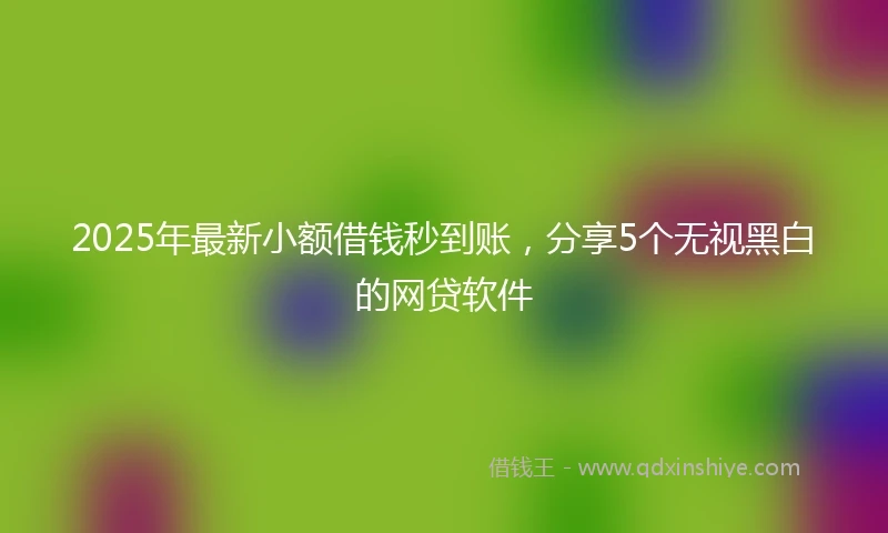 2025年最新小额借钱秒到账，分享5个无视黑白的网贷软件