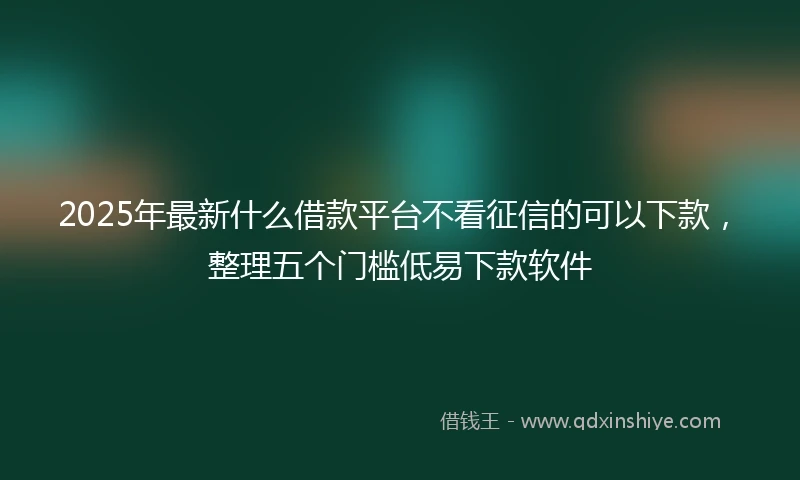 2025年最新什么借款平台不看征信的可以下款，整理五个门槛低易下款软件