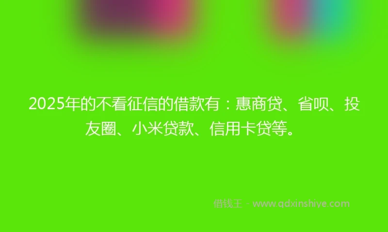 2025年的不看征信的借款有：惠商贷、省呗、投友圈、小米贷款、信用卡贷等。