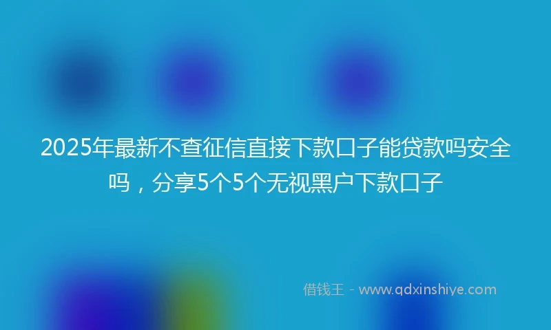 2025年最新不查征信直接下款口子能贷款吗安全吗，分享5个5个无视黑户下款口子