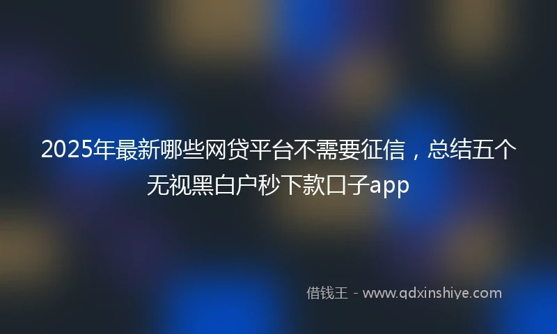 2025年最新哪些网贷平台不需要征信，总结五个无视黑白户秒下款口子app