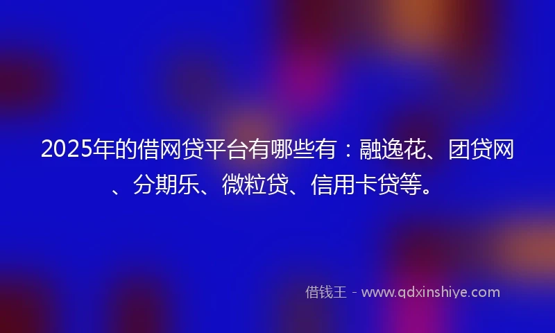 2025年的借网贷平台有哪些有：融逸花、团贷网、分期乐、微粒贷、信用卡贷等。