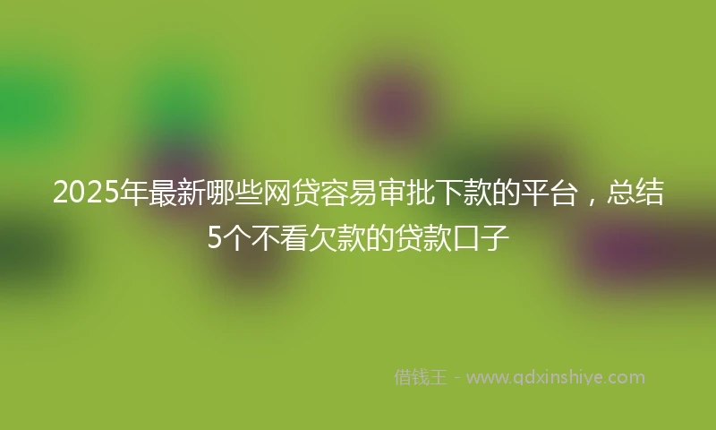 2025年最新哪些网贷容易审批下款的平台，总结5个不看欠款的贷款口子
