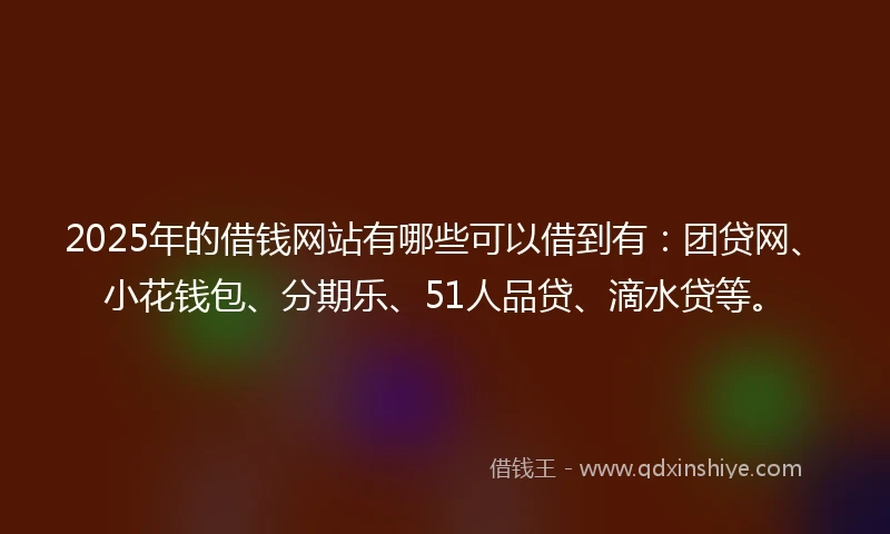 2025年的借钱网站有哪些可以借到有：团贷网、小花钱包、分期乐、51人品贷、滴水贷等。