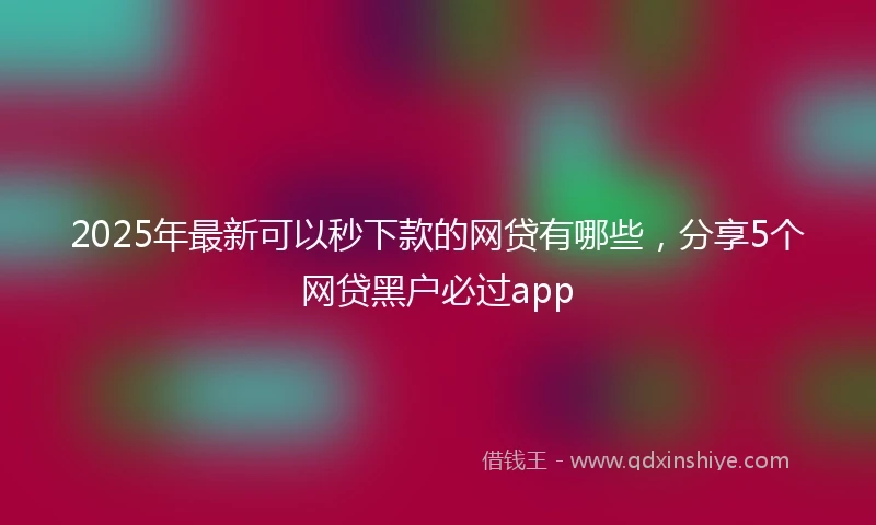 2025年最新可以秒下款的网贷有哪些，分享5个网贷黑户必过app