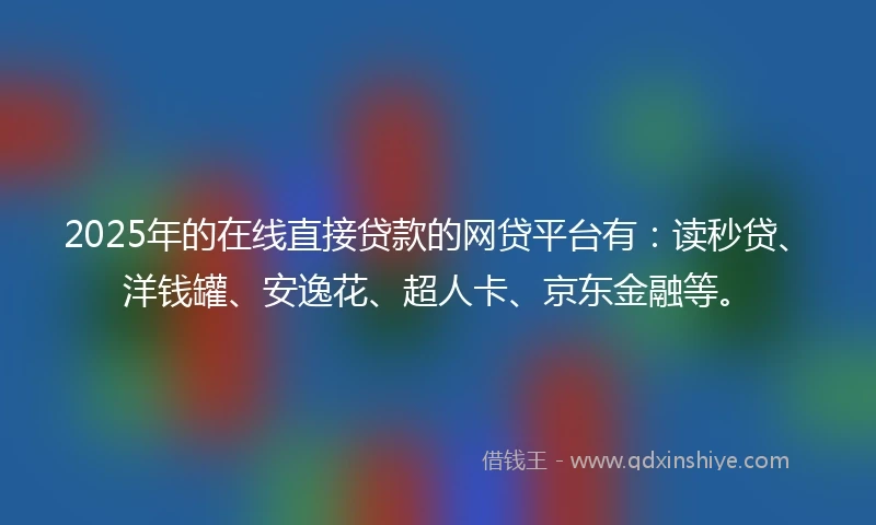 2025年的在线直接贷款的网贷平台有：读秒贷、洋钱罐、安逸花、超人卡、京东金融等。