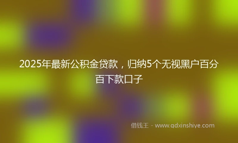2025年最新公积金贷款，归纳5个无视黑户百分百下款口子