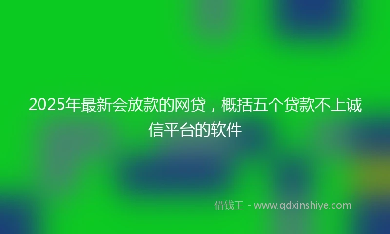 2025年最新会放款的网贷，概括五个贷款不上诚信平台的软件