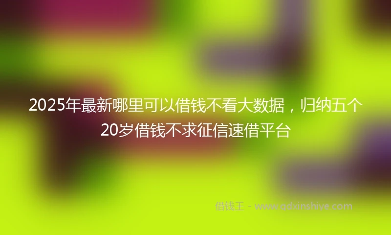 2025年最新哪里可以借钱不看大数据，归纳五个20岁借钱不求征信速借平台