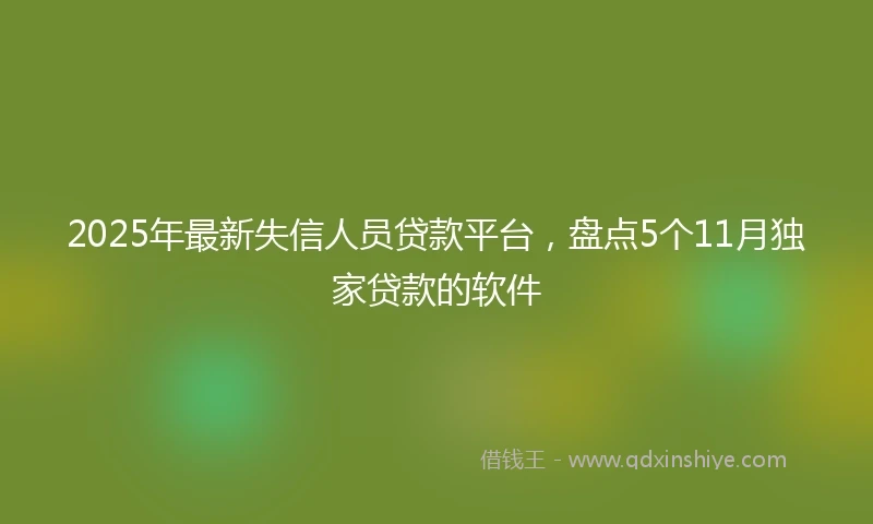 2025年最新失信人员贷款平台，盘点5个11月独家贷款的软件