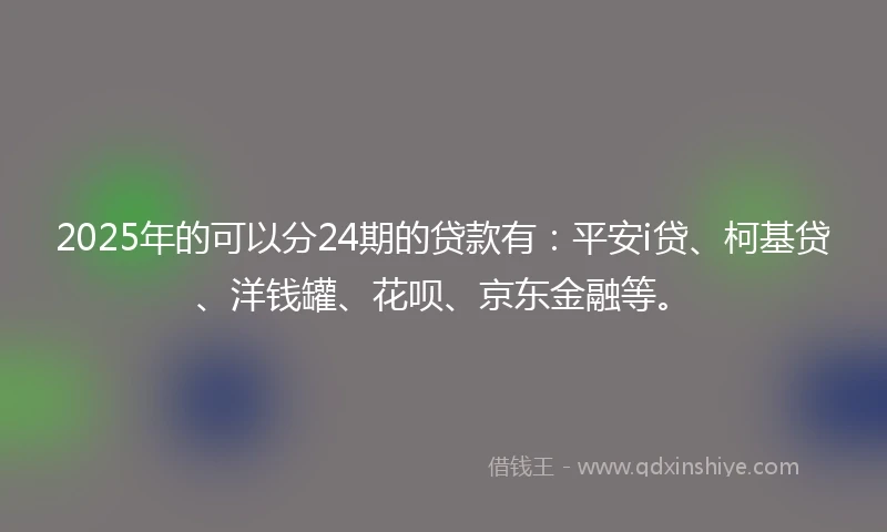 2025年的可以分24期的贷款有：平安i贷、柯基贷、洋钱罐、花呗、京东金融等。