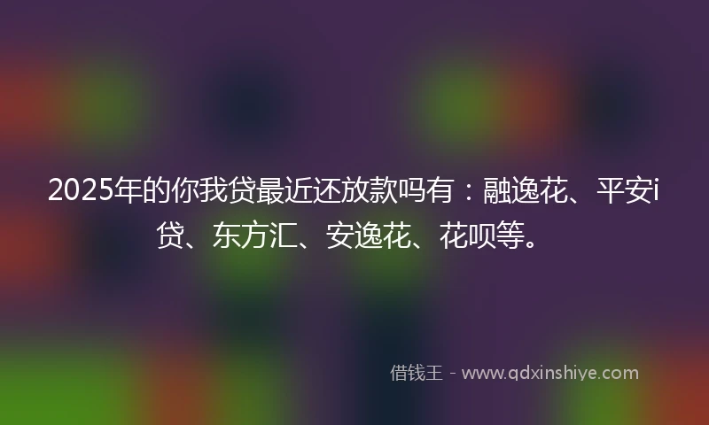 2025年的你我贷最近还放款吗有：融逸花、平安i贷、东方汇、安逸花、花呗等。