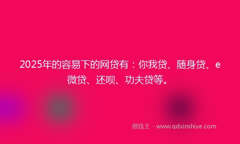 2025年的容易下的网贷有：你我贷、随身贷、e微贷、还呗、功夫贷等。