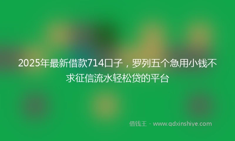 2025年最新借款714口子，罗列五个急用小钱不求征信流水轻松贷的平台