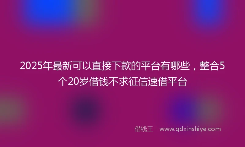 2025年最新可以直接下款的平台有哪些，整合5个20岁借钱不求征信速借平台
