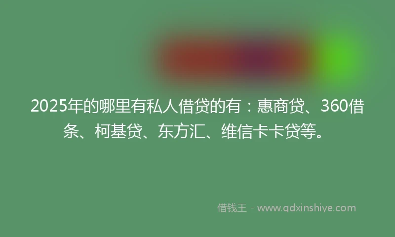 2025年的哪里有私人借贷的有：惠商贷、360借条、柯基贷、东方汇、维信卡卡贷等。