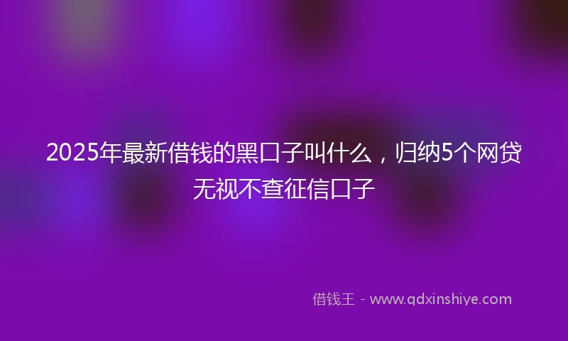 2025年最新借钱的黑口子叫什么，归纳5个网贷无视不查征信口子