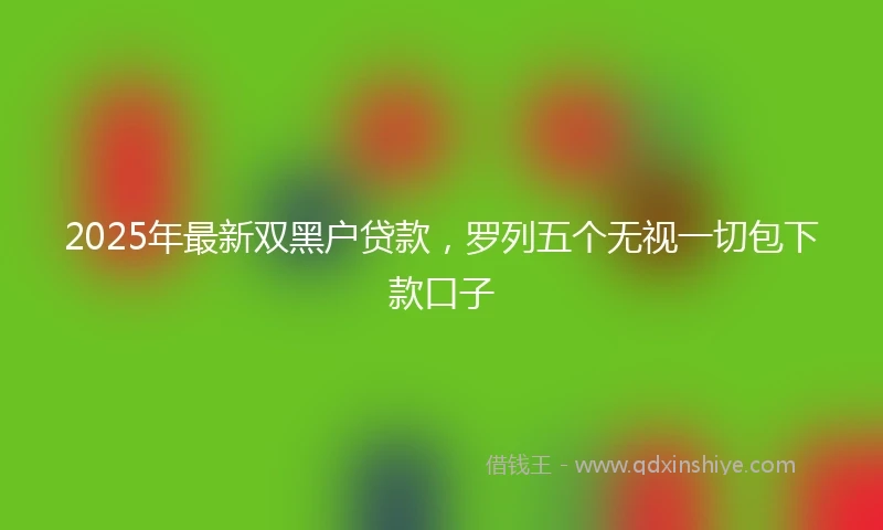 2025年最新双黑户贷款，罗列五个无视一切包下款口子