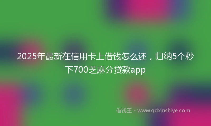 2025年最新在信用卡上借钱怎么还，归纳5个秒下700芝麻分贷款app