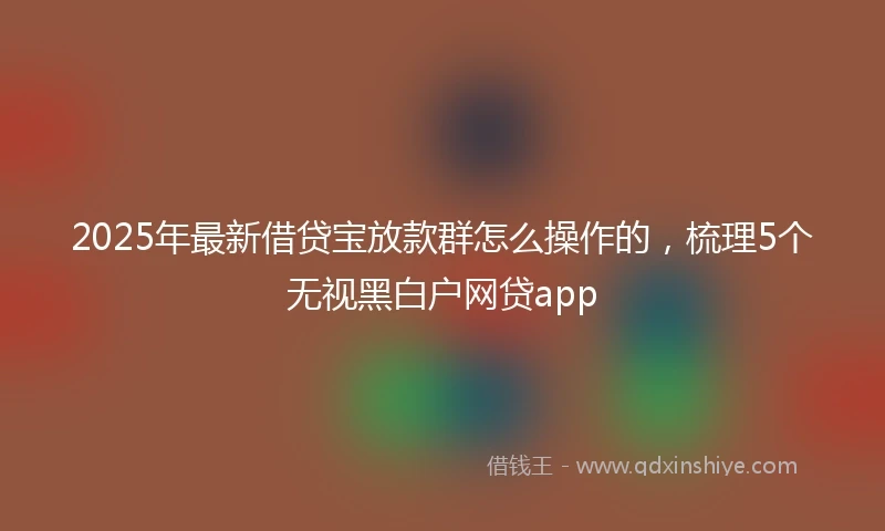 2025年最新借贷宝放款群怎么操作的，梳理5个无视黑白户网贷app