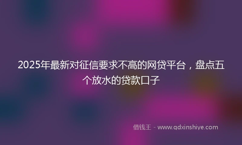 2025年最新对征信要求不高的网贷平台，盘点五个放水的贷款口子