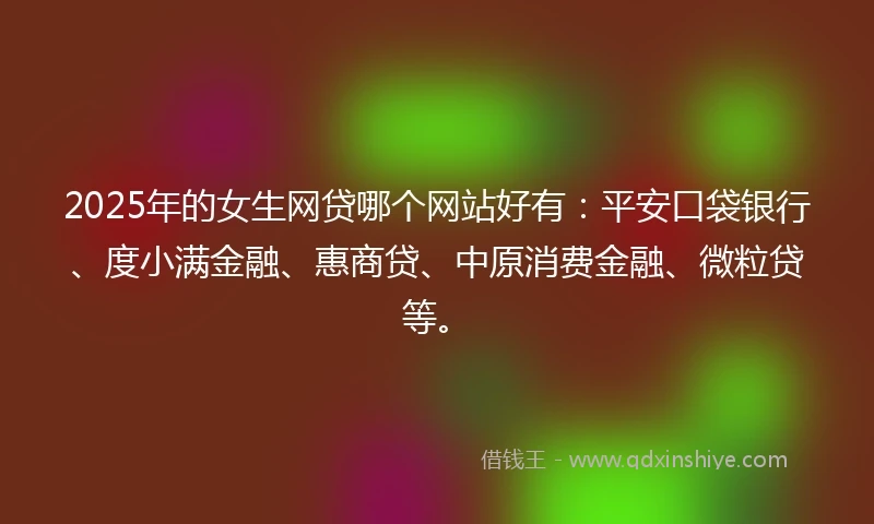 2025年的女生网贷哪个网站好有：平安口袋银行、度小满金融、惠商贷、中原消费金融、微粒贷等。