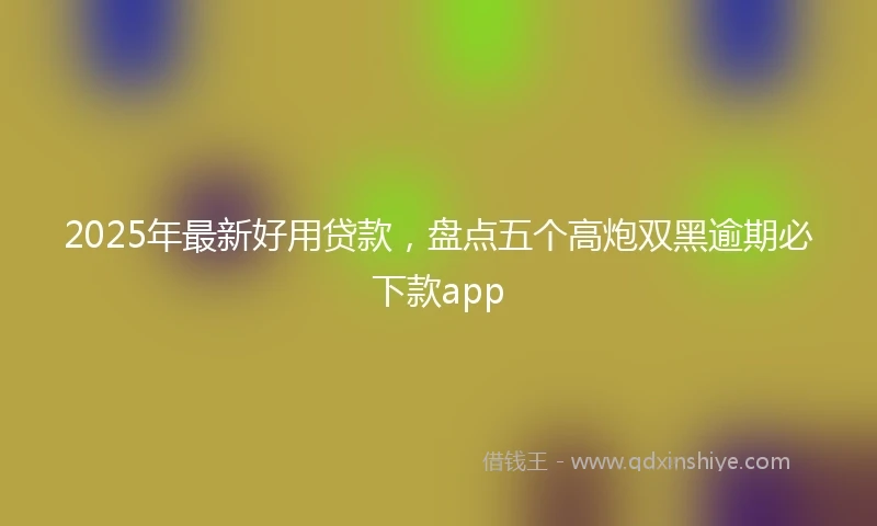 2025年最新好用贷款，盘点五个高炮双黑逾期必下款app