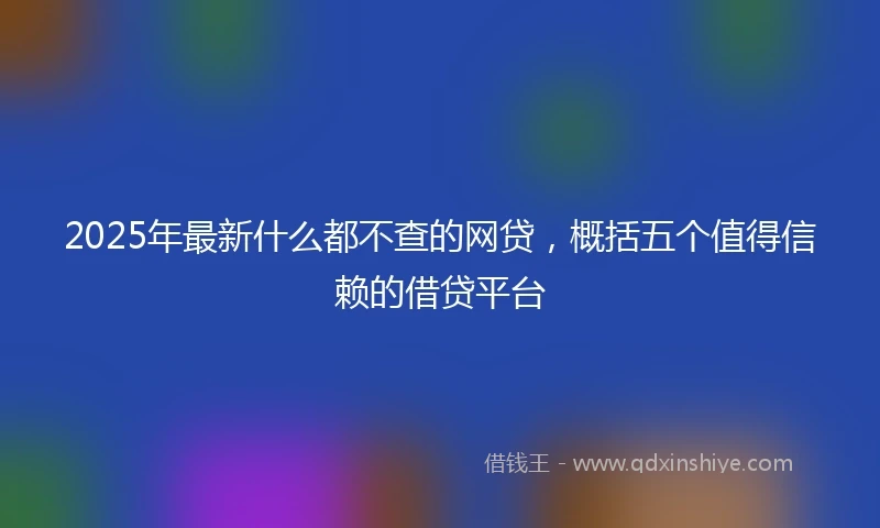 2025年最新什么都不查的网贷，概括五个值得信赖的借贷平台