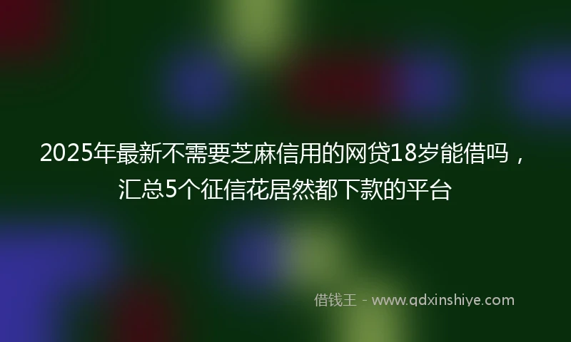 2025年最新不需要芝麻信用的网贷18岁能借吗，汇总5个征信花居然都下款的平台