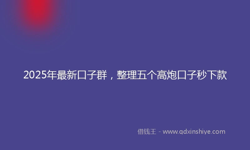 2025年最新口子群，整理五个高炮口子秒下款