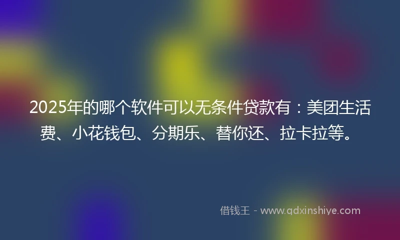 2025年的哪个软件可以无条件贷款有：美团生活费、小花钱包、分期乐、替你还、拉卡拉等。