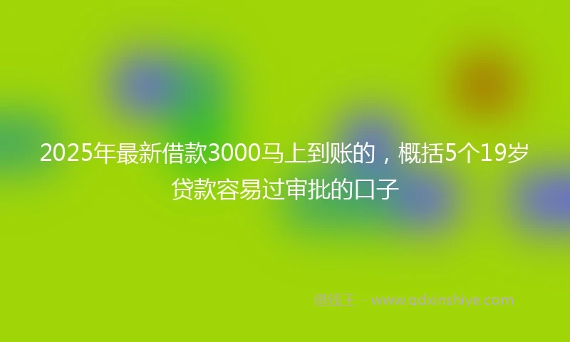 2025年最新借款3000马上到账的，概括5个19岁贷款容易过审批的口子
