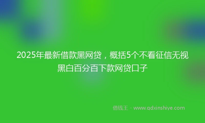 2025年最新借款黑网贷，概括5个不看征信无视黑白百分百下款网贷口子