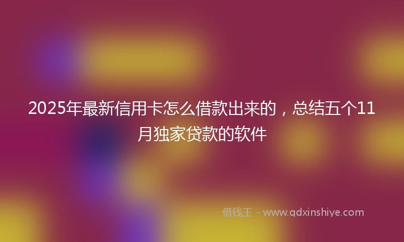 2025年最新信用卡怎么借款出来的，总结五个11月独家贷款的软件