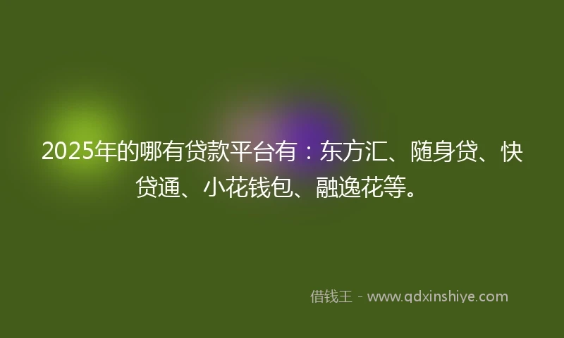 2025年的哪有贷款平台有：东方汇、随身贷、快贷通、小花钱包、融逸花等。