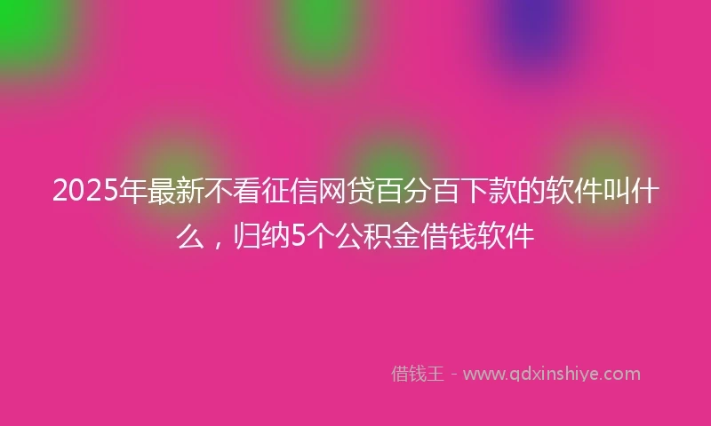 2025年最新不看征信网贷百分百下款的软件叫什么，归纳5个公积金借钱软件