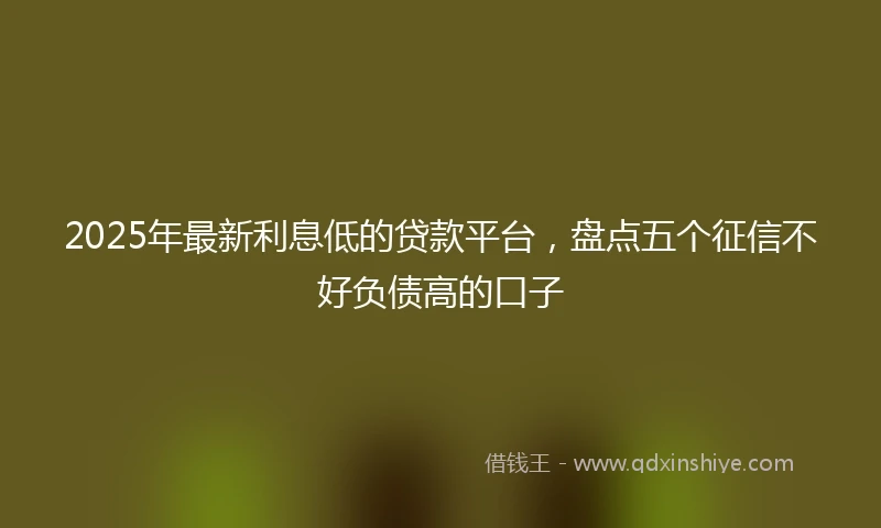 2025年最新利息低的贷款平台，盘点五个征信不好负债高的口子