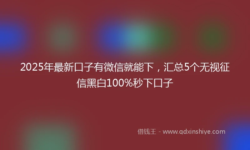 2025年最新口子有微信就能下，汇总5个无视征信黑白100%秒下口子
