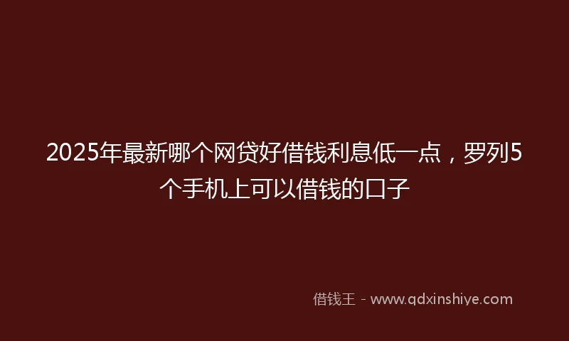 2025年最新哪个网贷好借钱利息低一点，罗列5个手机上可以借钱的口子