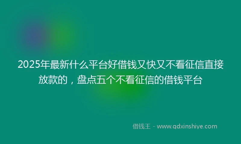 2025年最新什么平台好借钱又快又不看征信直接放款的，盘点五个不看征信的借钱平台