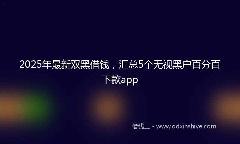 2025年最新双黑借钱，汇总5个无视黑户百分百下款app