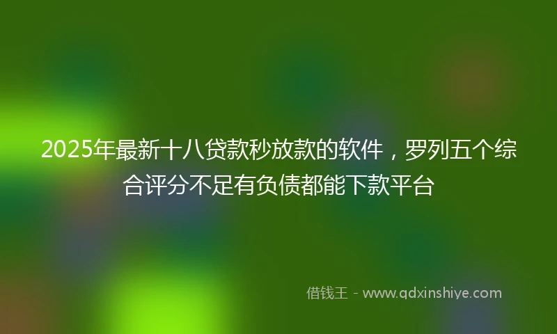 2025年最新十八贷款秒放款的软件，罗列五个综合评分不足有负债都能下款平台