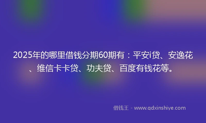 2025年的哪里借钱分期60期有：平安i贷、安逸花、维信卡卡贷、功夫贷、百度有钱花等。