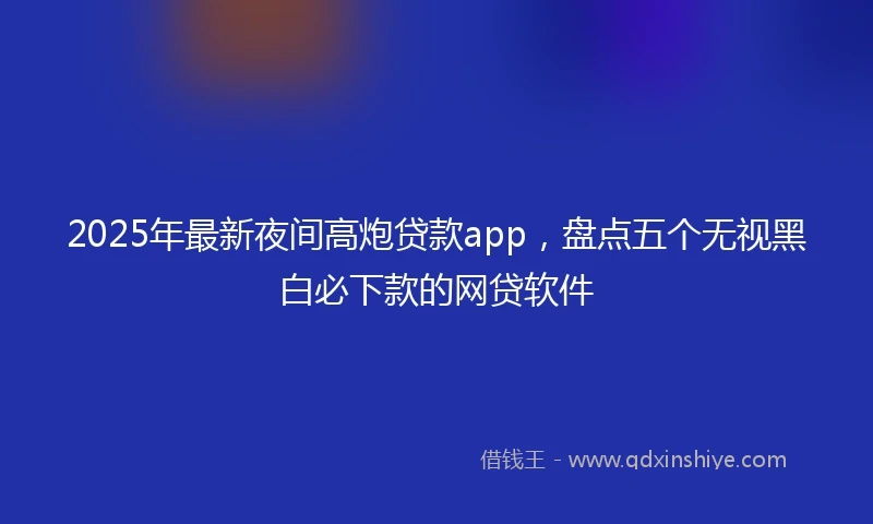 2025年最新夜间高炮贷款app，盘点五个无视黑白必下款的网贷软件