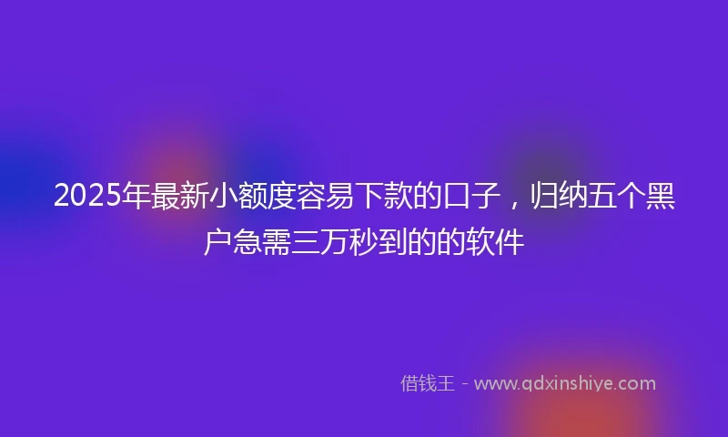 2025年最新小额度容易下款的口子，归纳五个黑户急需三万秒到的的软件