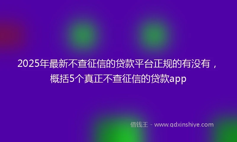 2025年最新不查征信的贷款平台正规的有没有，概括5个真正不查征信的贷款app